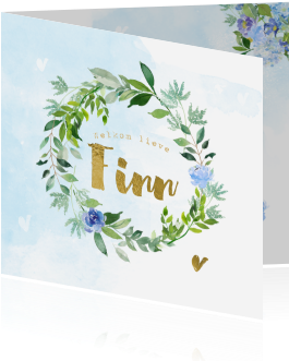 Lente Geboortekaartje Voor Jongen Met Blauwe Watercolor - Watercolor Painting (455x350), Png Download