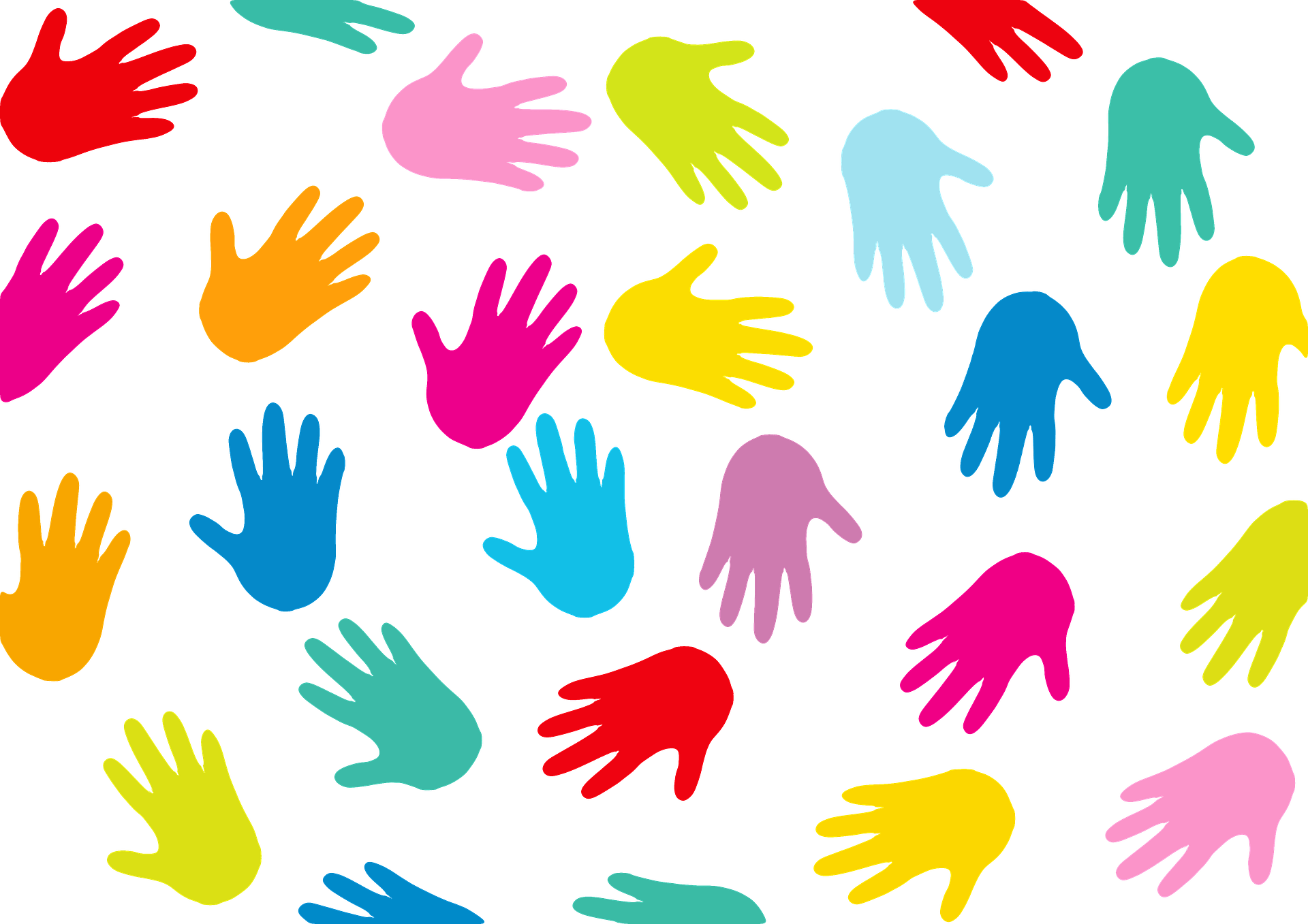 Colourful Hand Prints Png (1920x1357), Png Download