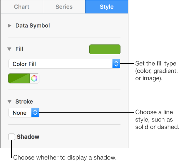 Controls For Changing The Appearance Of Data Series - Data (614x556), Png Download