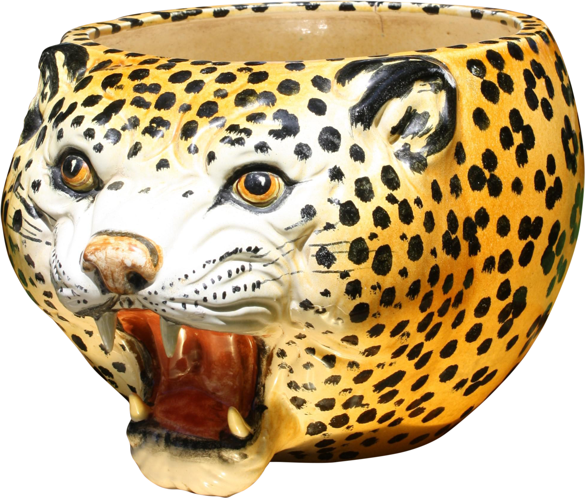 Mid Century Italian Ceramic Cheetah Head Planter - African Leopard (2184x1858), Png Download