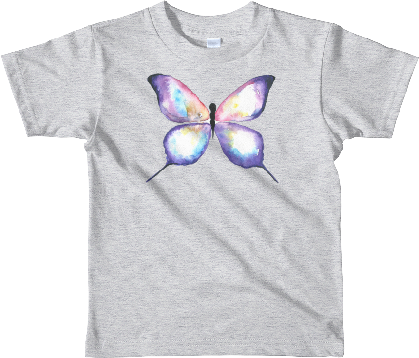 Lilac Watercolor Butterfly Short Sleeve Kids T-shirt - Noodle Y Pals Blossom (1000x1000), Png Download