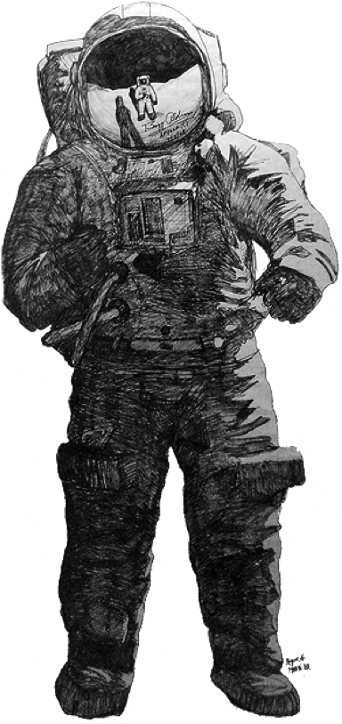 Astronauta En Blanco Y Negro Png (389x837), Png Download