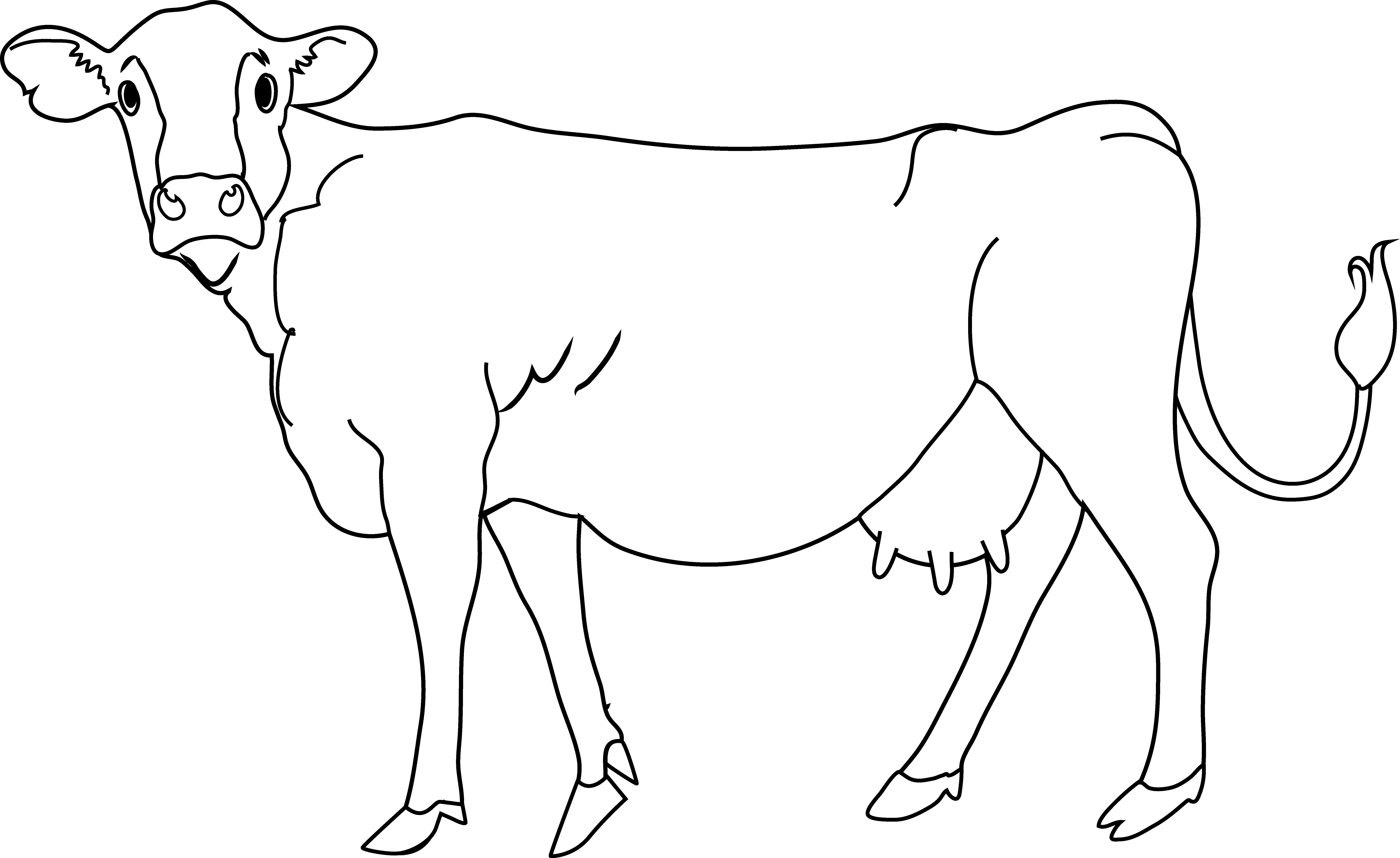 Cow Clipart Line Art - Dairy Cow (7657x4694), Png Download