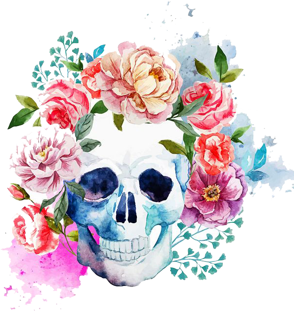 Calavera Human Symbolism Art - Calavera Mexicana Con Flores (658x638), Png Download