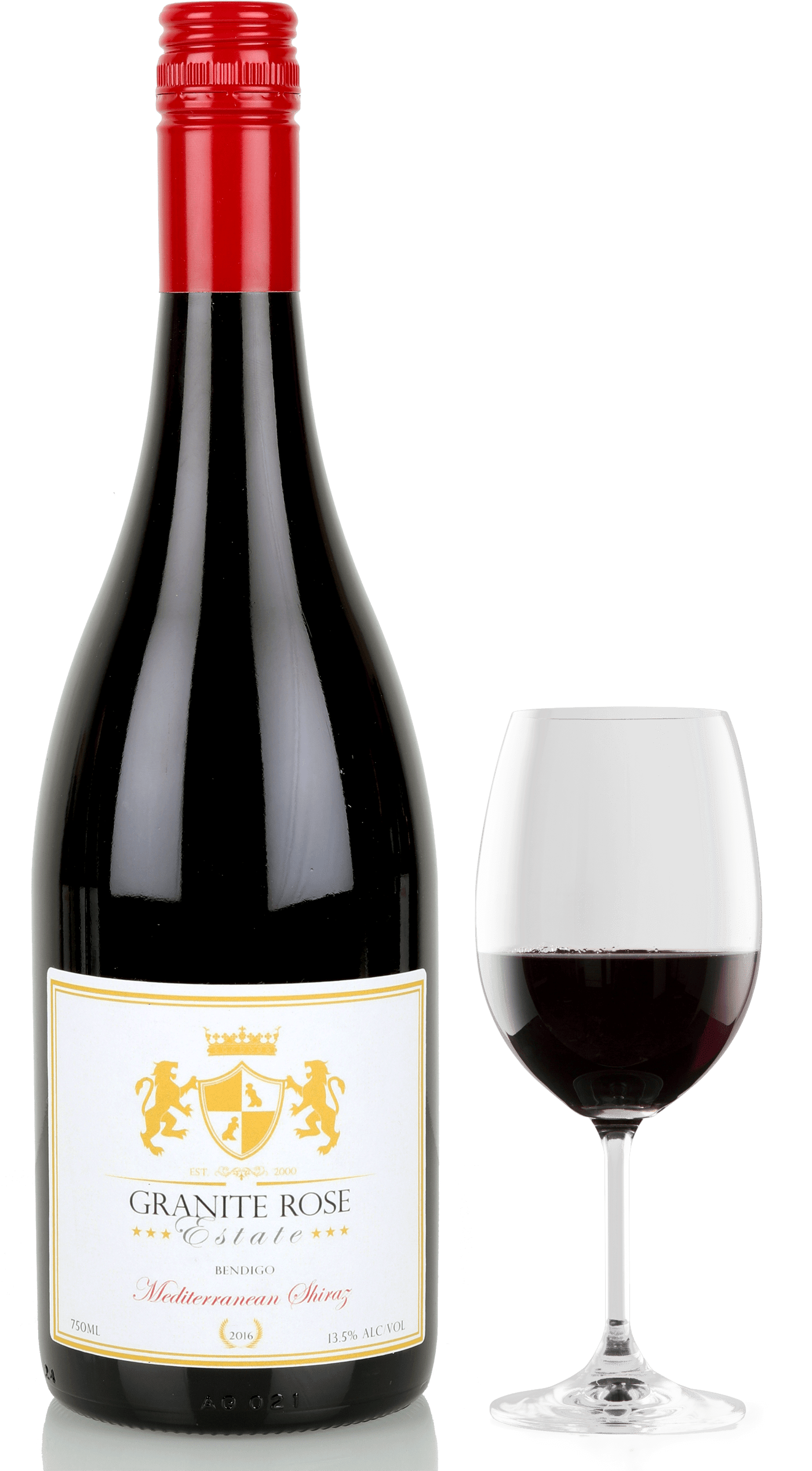 Bendigo Shiraz Granite Rose Estate - Wine Glass (1400x2585), Png Download