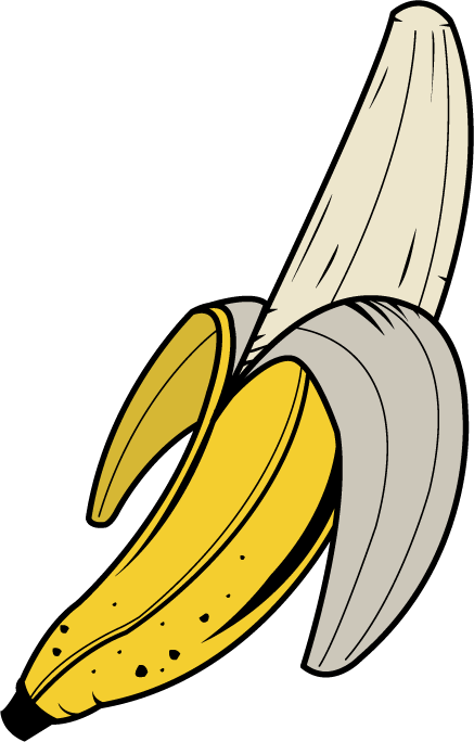 Banana Clipart Png - Clip Art Black And White Banana (437x684), Png Download