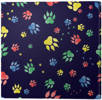 Seamless Pattern Of Dog Paw Marks - Fondo Oscuro Con Huellas De Perro (400x400), Png Download