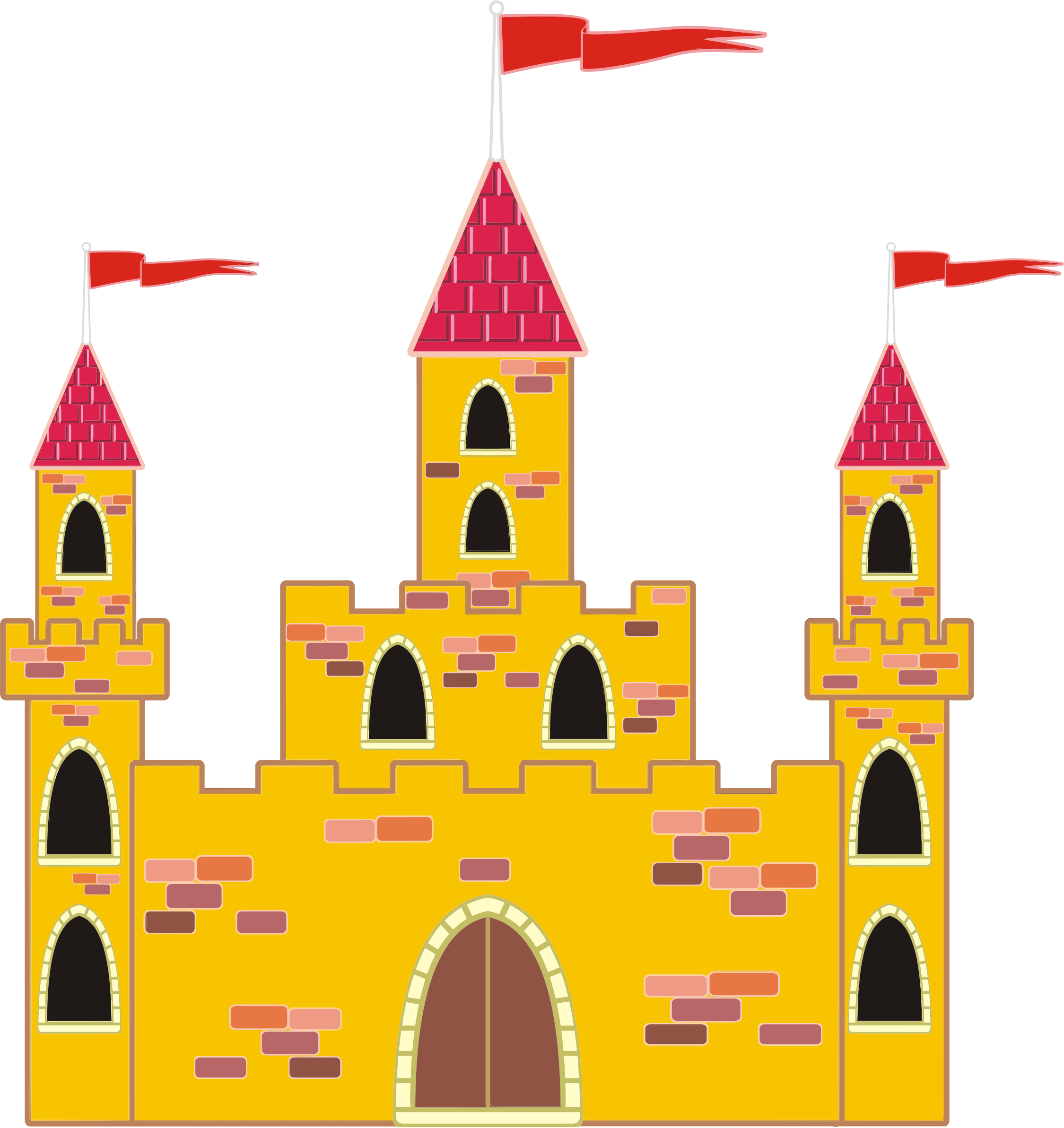 Flag On Castle Drawing (768x814), Png Download