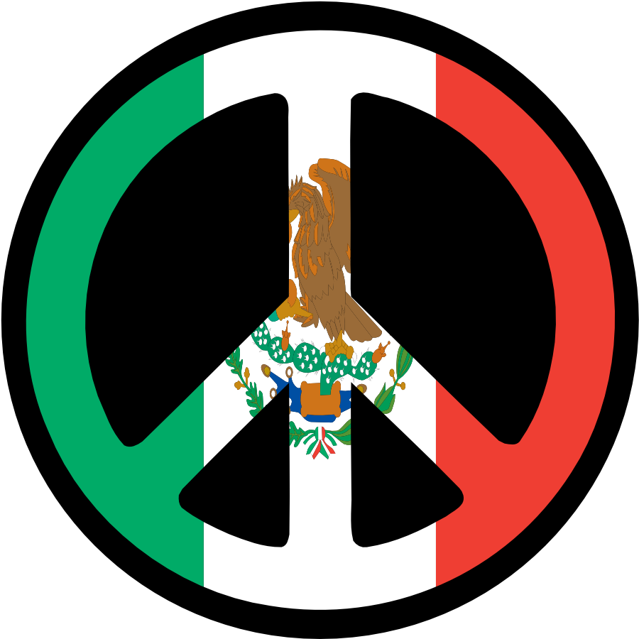 Mexican Flag Logo - Peace And Love (1111x1438), Png Download