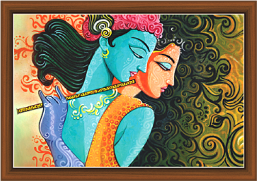 Radha Krishna Paintings - Painting (500x500), Png Download