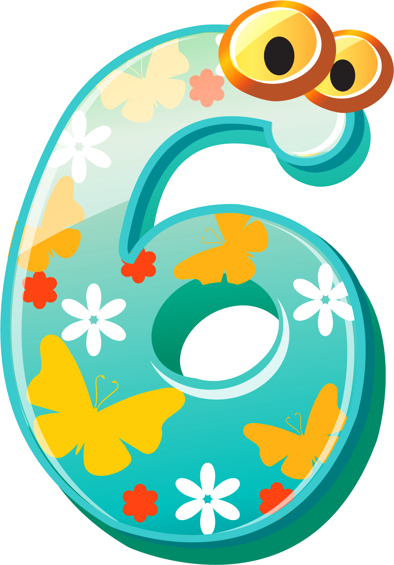 Cute Number Six Clipart Image Image - Six Clipart (1352x1902), Png Download