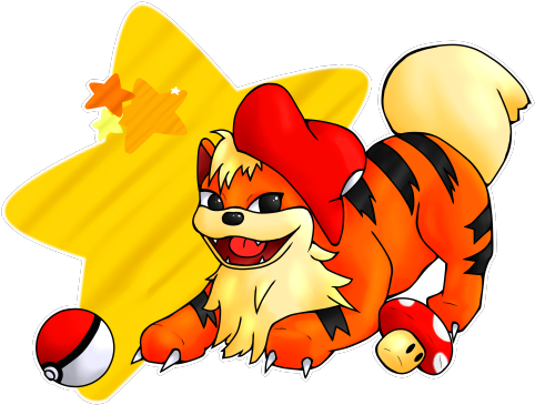 Super Growlithe Ready To Rescue The Princess - Foongus (500x375), Png Download