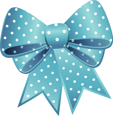 Blue Dotted Easter Egg With Pink Bow Png Clipart - Bow Clipart Png (389x400), Png Download