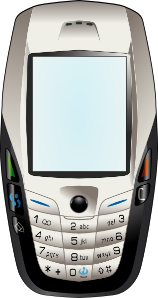 Nokia Cell Phone Blue Screen Clip Art At Clker - Mobile Phone Clip Art (318x600), Png Download