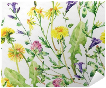 Meadow Watercolor Wild Flowers Seamless Pattern Poster - Watercolor Painting (400x400), Png Download