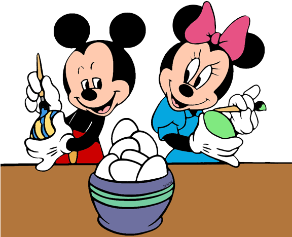 Number Clipart Mickey Mouse - Mickey And Minnie Easter (575x477), Png Download