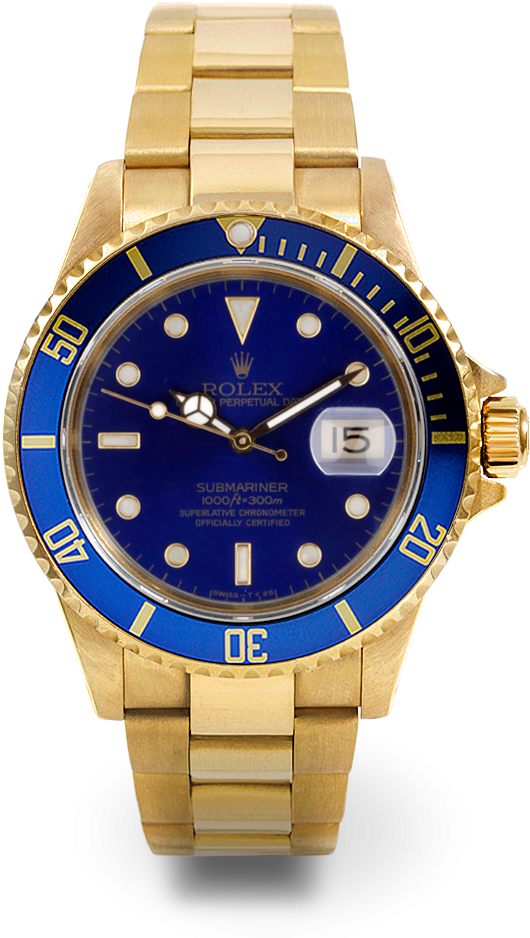 Rolex Submariner Yellow Gold 18k Blue Dial - Rolex Submariner Two Tone Png (1000x1000), Png Download