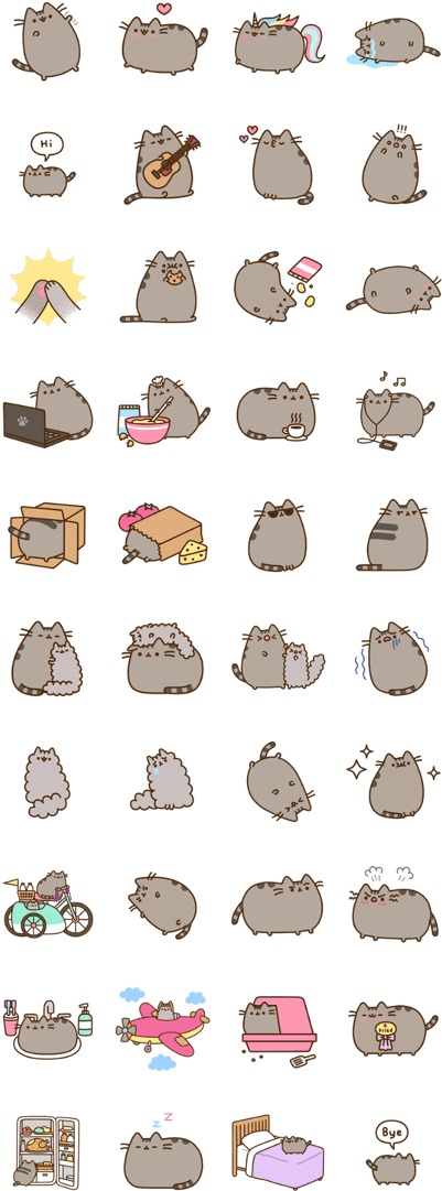 Pusheen The Cat - Pusheen Line Stickers (420x1121), Png Download