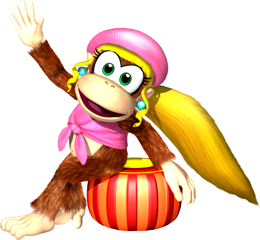 Donkey Kong Country Main Characters - Dixie Kong (910x817), Png Download