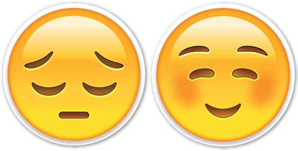 Happy And Sad Face Png Picture Black And White - Happy Emoji And Sad Emoji (600x312), Png Download