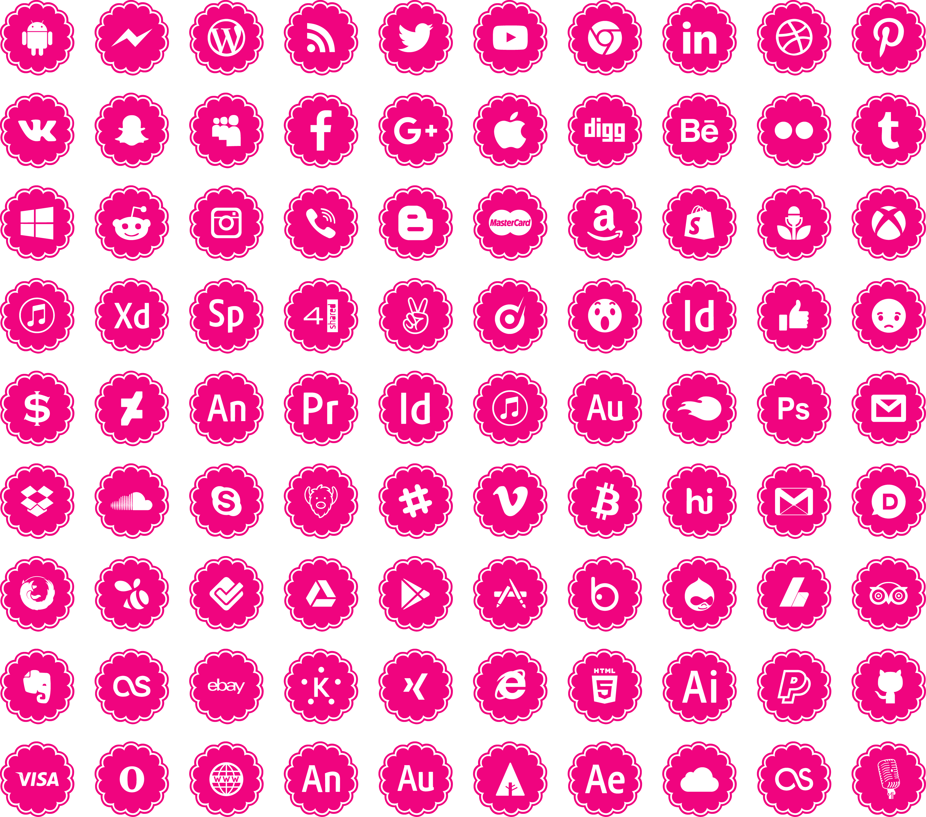 Social Icons - Vector Graphics (3196x2821), Png Download