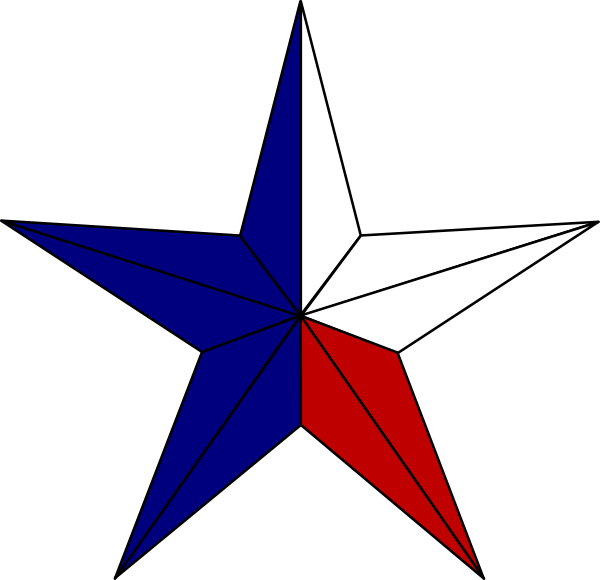 Star, Texas Clip Art At Clker - Texas Star Red White Blue (600x580), Png Download