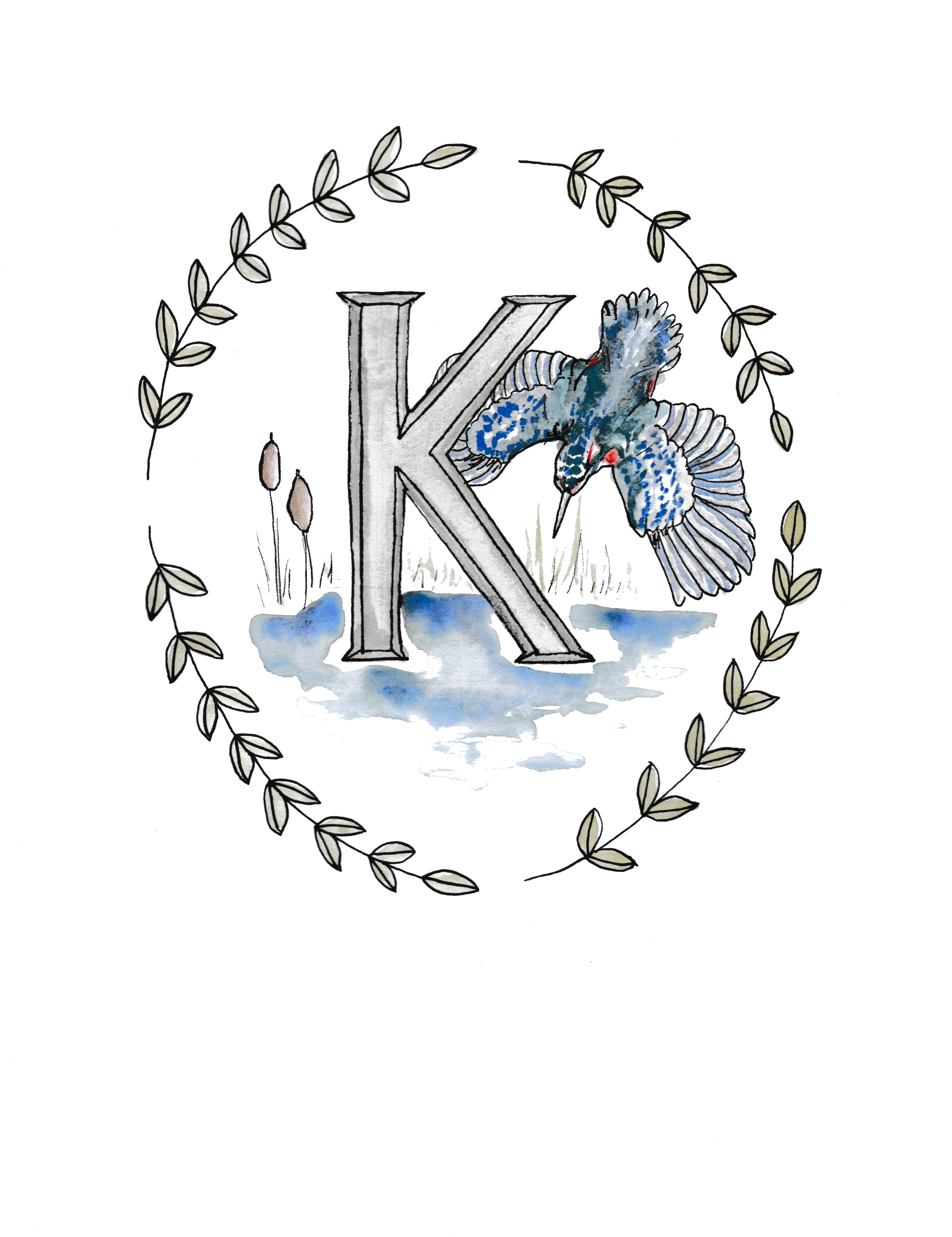 Alphabet Art Print Hand Painted Watercolour Design - Necklace (5100x7008), Png Download