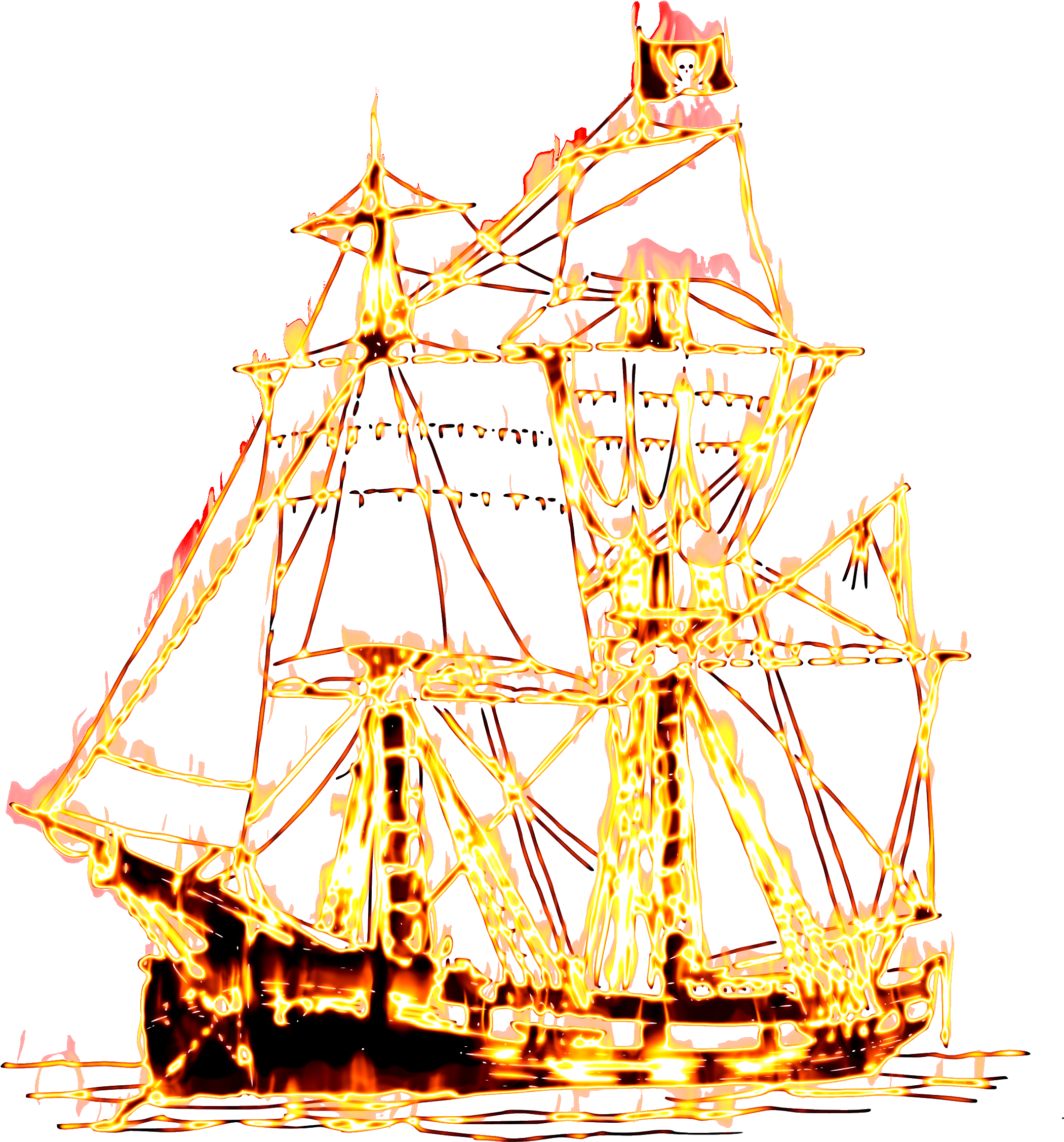 Pirate Ship On Fire 3b - Pencil (3300x2550), Png Download