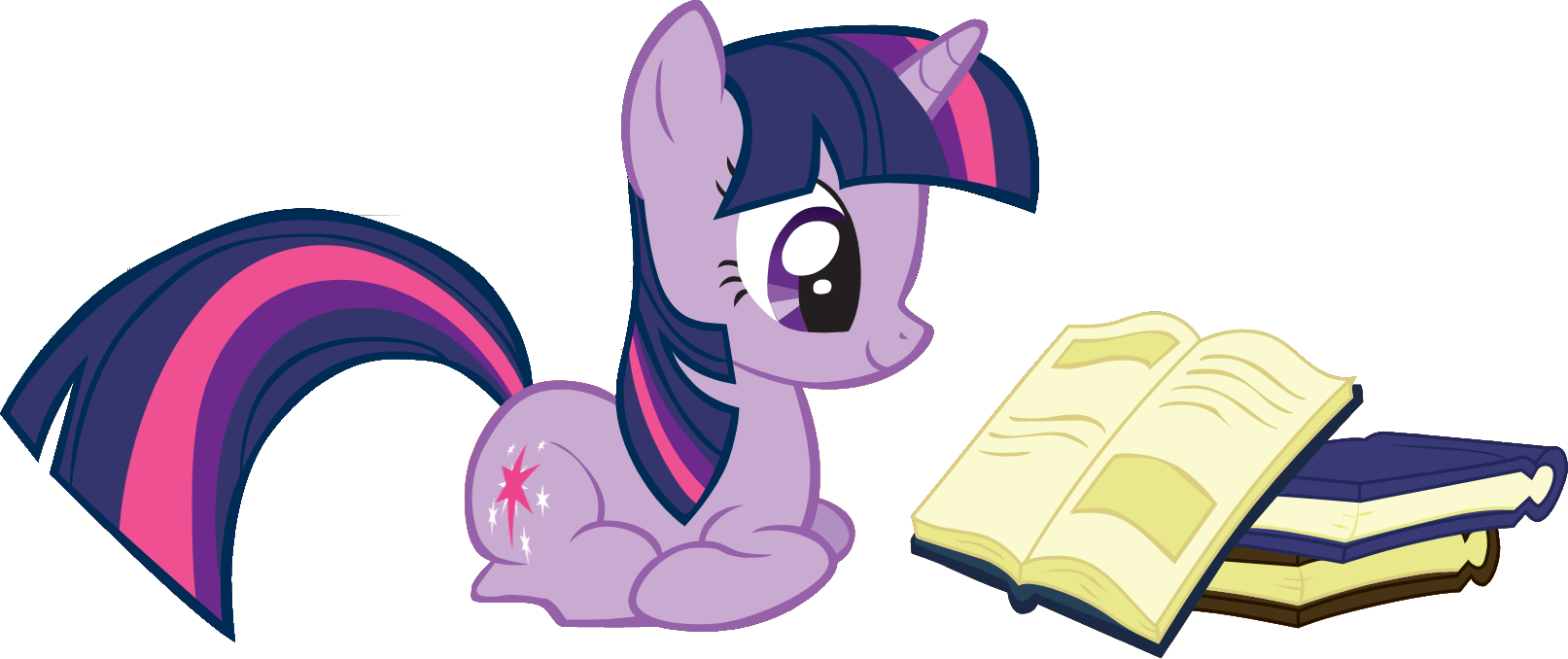 Fanmade Twilight Sparkle Reading A Book - My Little Pony Twilight Sparkle Books (1613x678), Png Download