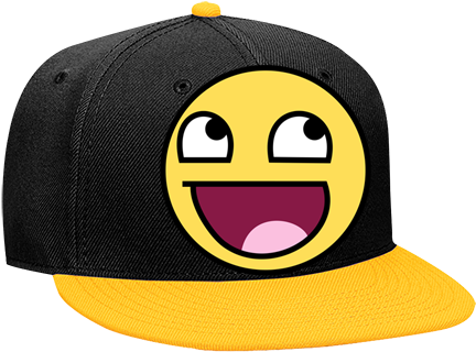 Snapback Flat Bill Hat - Awesome Face (450x450), Png Download