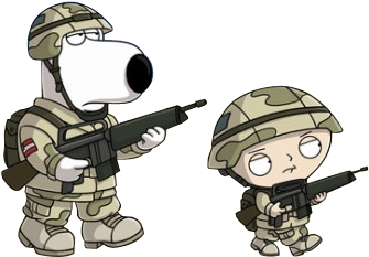 Drawn Soldier Family Guy Character - Stewie In The Army (450x331), Png Download