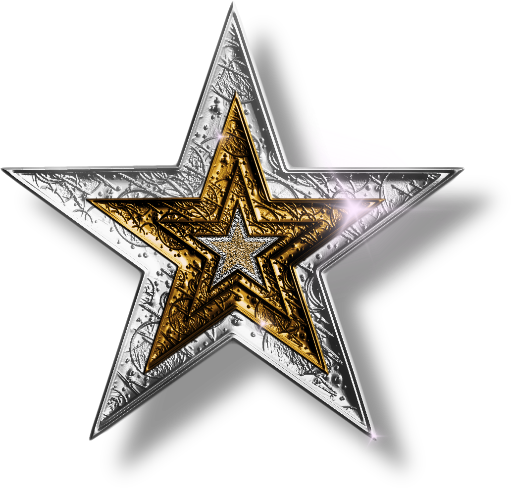 Golden Clipart - Silver And Blue Star (1089x1031), Png Download