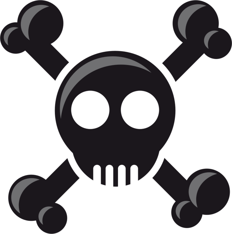 Head, Pirate, Skull, Death's Head, Skull And Crossbones - Black Skull Cartoon Png (637x640), Png Download