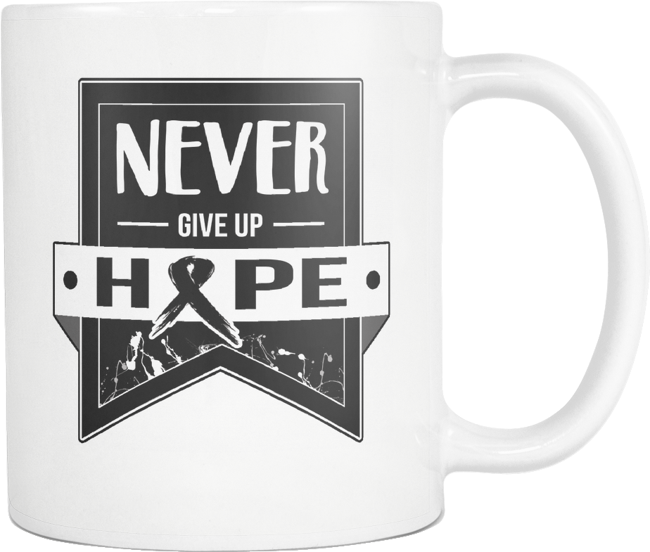 Never Give Up Hope Black Ribbon Melanoma Skin Cancer - Coffee Cup (1024x1024), Png Download