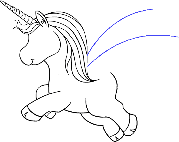 How To Draw Unicorn - 独 角 兽 简 笔画 (678x600), Png Download