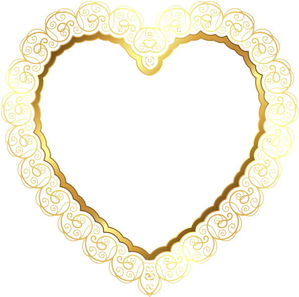 Heart Border Transparent Png Clip Art - Heart Golden Frame Png (600x596), Png Download