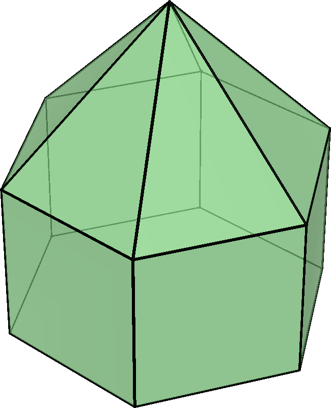 Elongated Hexagonal Pyramid - Hexagonal Pyramid (650x800), Png Download
