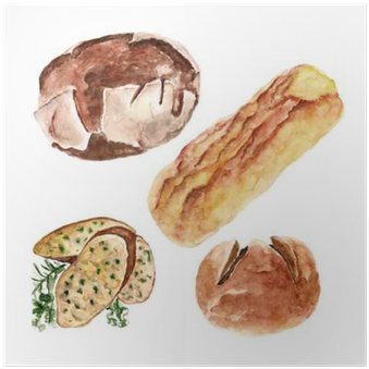 Isolated Set With Bread, Flour, Wheat - 麵粉 水彩 素材 (400x400), Png Download