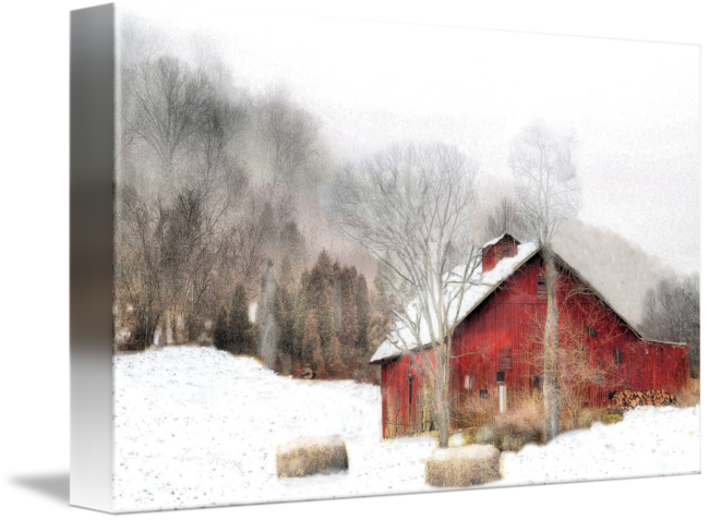 "wintery Mix" By William Griffin, Elsmere // - Barn Watercolor Painting (650x477), Png Download