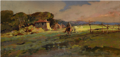 Paesaggio Con Buttero E Buoi - Painting (420x420), Png Download