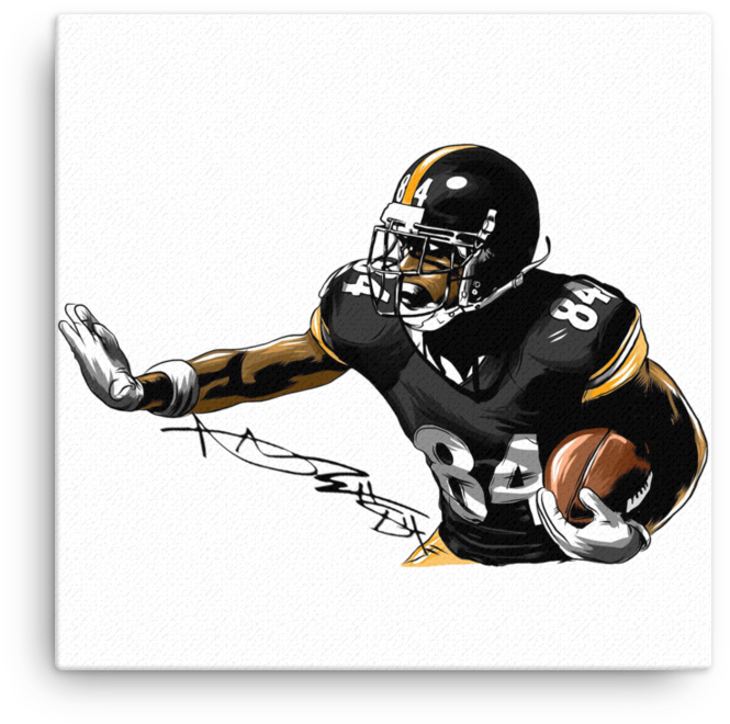 Antonio Brown Blocking The Opponents Art Canvas - Art (1000x1000), Png Download