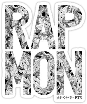Deluxe Black Canvas Background Rap Monster Bts Member - Bts Rap Mon Logo (375x360), Png Download