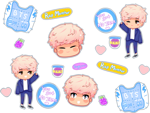 “rap Monster “stickers” [jungkook - Bts (500x379), Png Download