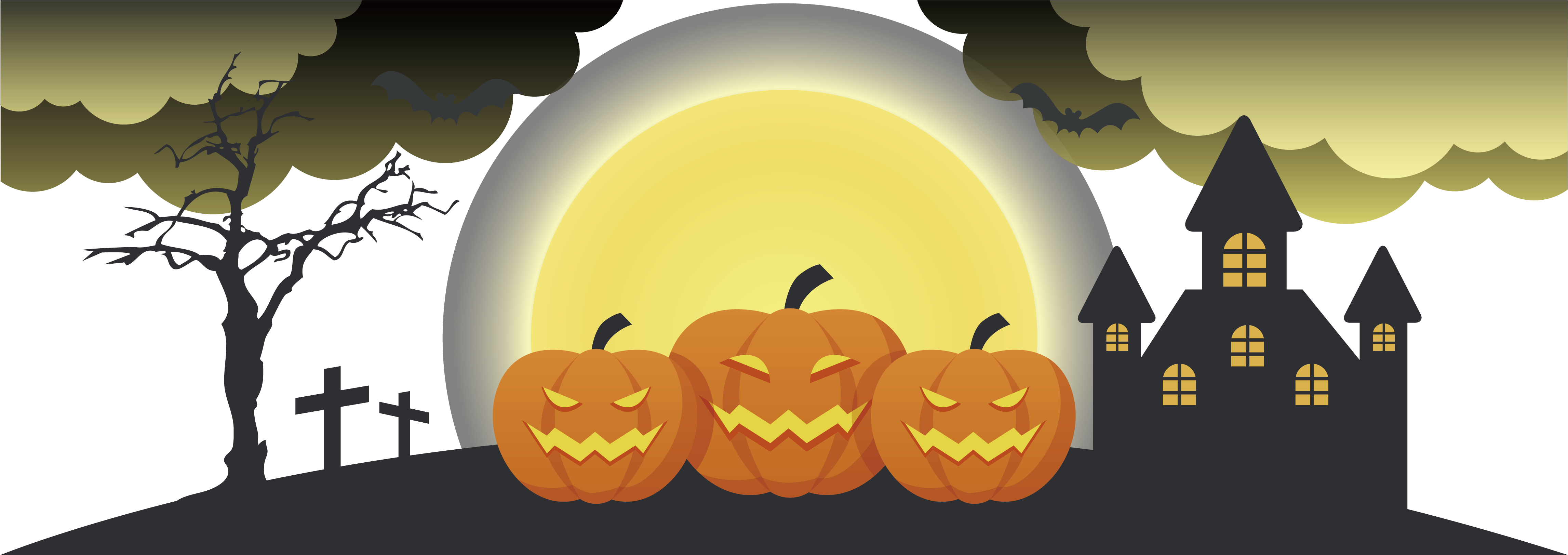 Horror Vector Banner - Pumpkin Banner Png (4586x1967), Png Download
