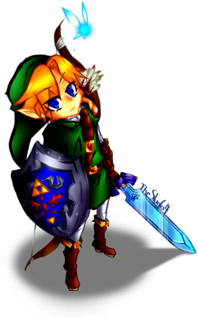 Adult Link From Ocarina Of Time - Illustration (500x689), Png Download