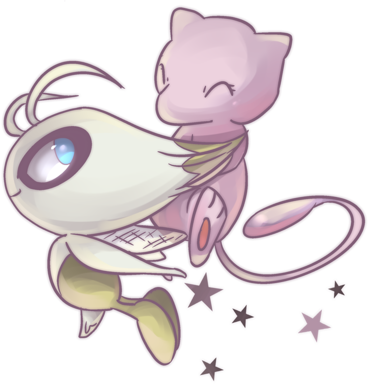 Celebi And Mew, Two 'pixie' Pokémon - Mew And Celebi (800x800), Png Download