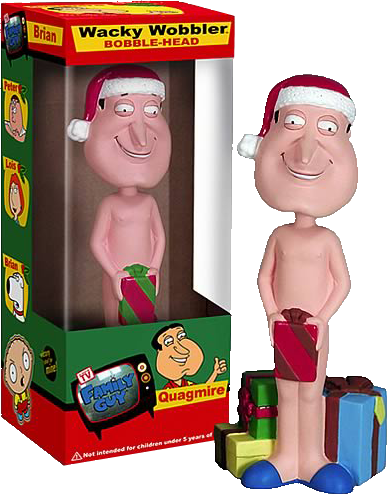 Quagmire Christmas Wacky Wobbler Bobble Head - Family Guy - Quagmire Christmas Wacky Wobbler Bobble (387x494), Png Download