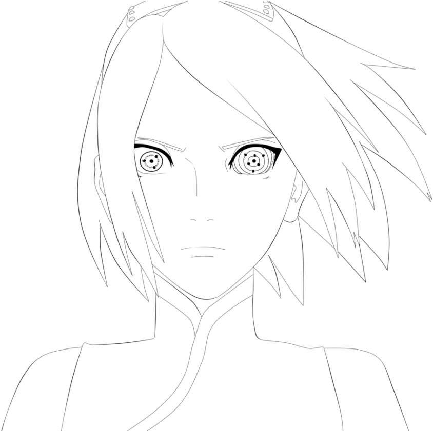 Banner Transparent Stock Sakura Uchiha Line By Everlastingdarkness - Line Art (951x840), Png Download