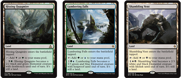 Current Creature Lands - Magic The Gathering: Lumbering Falls - Battle For Zendikar (600x261), Png Download