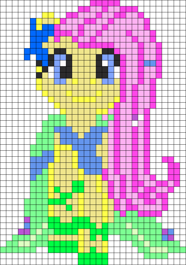 Mlp Gala Front Fluttershy - Mlp Fluttershy Perler Bead (652x925), Png Download